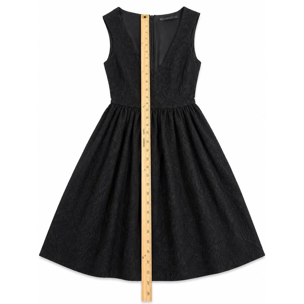 Zara Trafaluc Black Textured Fit & Flare Dress Woman's Size S - Picture 4 of 6